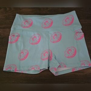 Stylish Donut Print Women's Workout Shorts Size Large